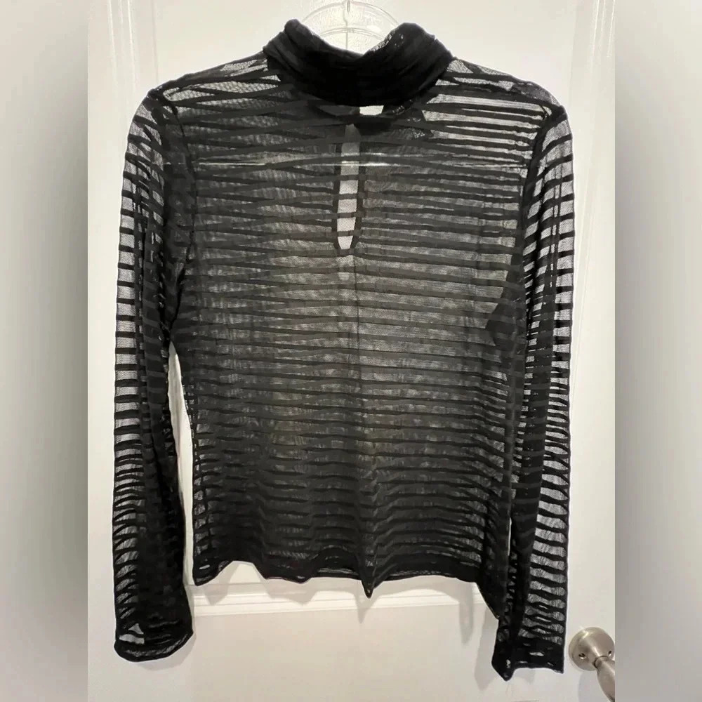 Gently Worn Forever 21 black sheer striped black top no signs of wear